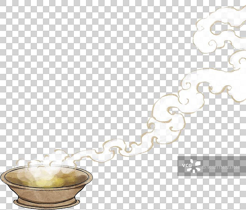 国风手绘冒着烟的火盆元素图片素材