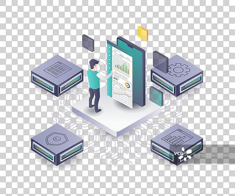 服务器技术数据分析中心平面等距图图片素材