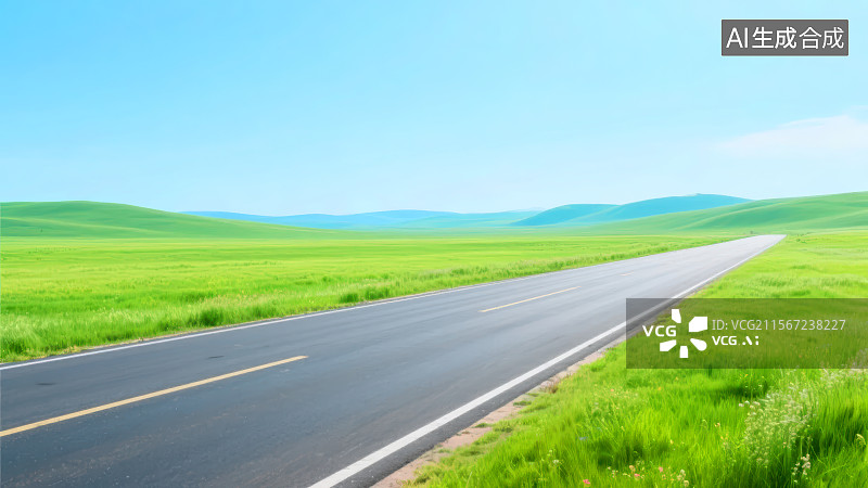 【AI数字艺术】户外自然风景与山区道路 汽车广告背景图图片素材