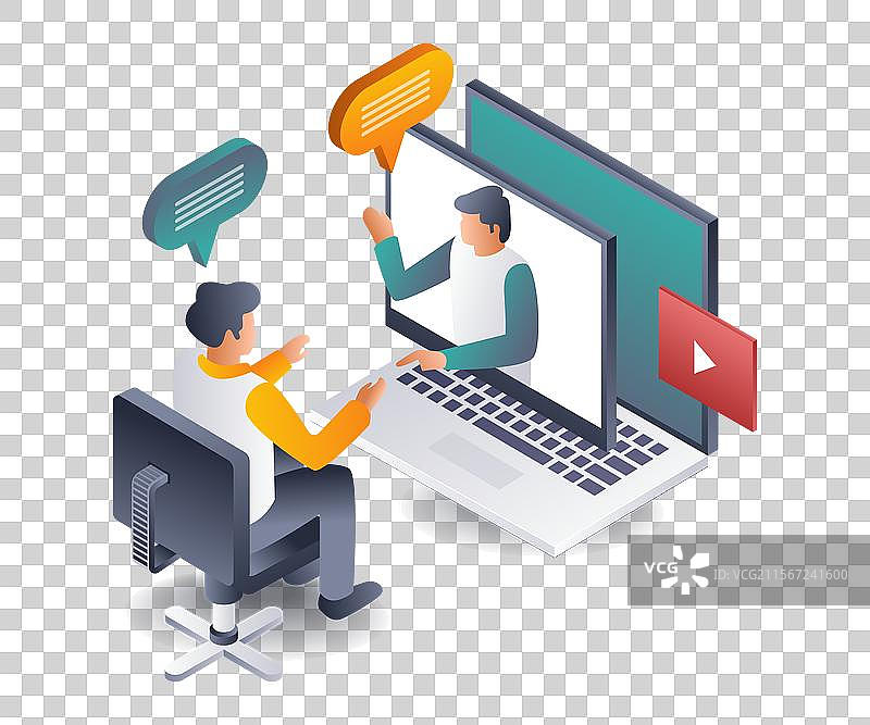 电脑上的视频通话对话图片素材