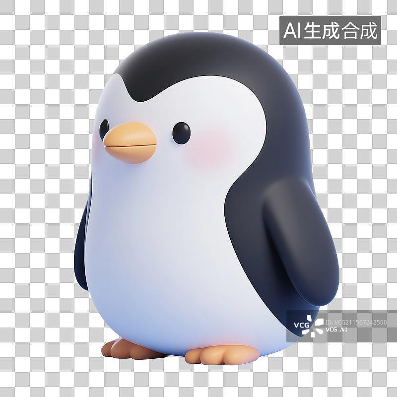 【AI数字艺术】3D渲染卡通动物，企鹅，鸟类，冬天，南极，极地免抠元素图片素材