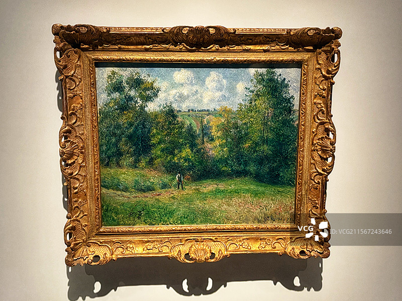 上海博物馆印象派特展—日本pola美术馆藏卡米耶·毕沙罗乡村系列/点彩技法·红顶房屋·自然景观图片素材