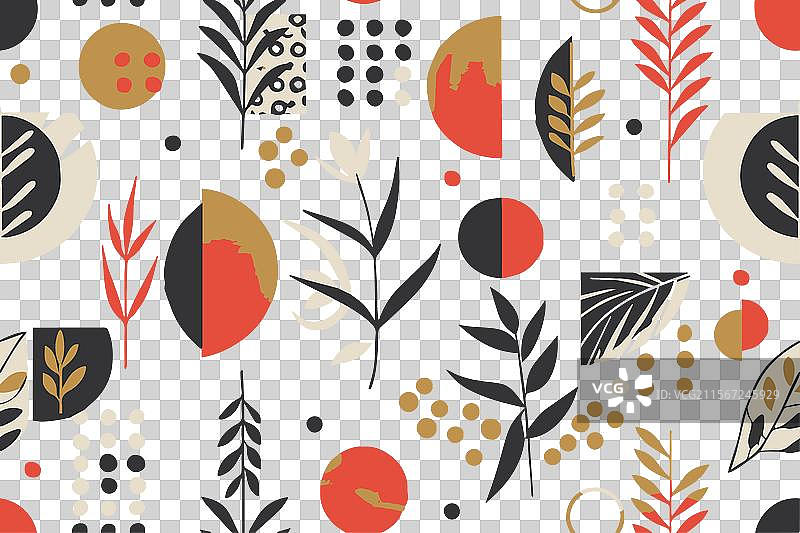 自然花卉叶子形状无缝图案图片素材