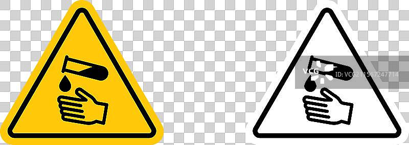 腐蚀性酸警告标志，防止酸液伤害图片素材