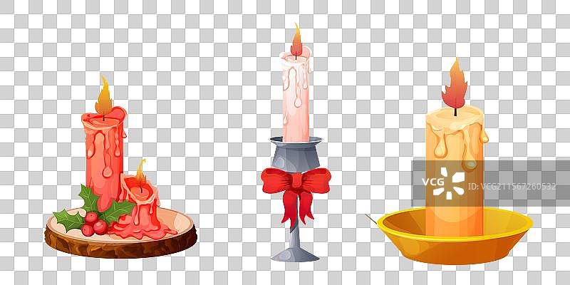 红色蜡烛台中的石蜡或大豆蜡烛图片素材