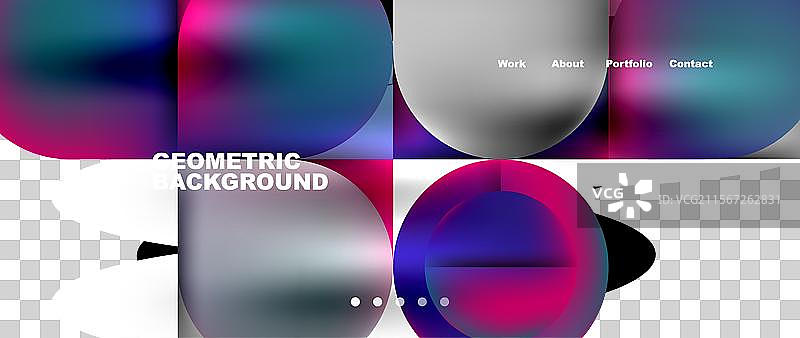 几何抽象玻璃效果，带有圆形和图片素材