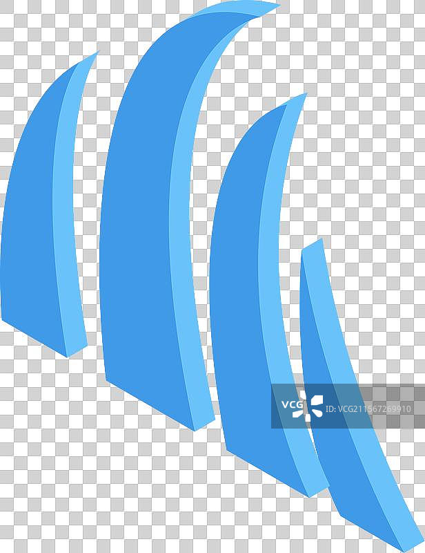 抽象的蓝色形状向上升起，等距三维效果图片素材