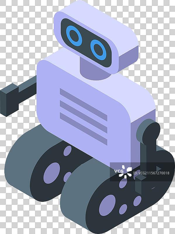 现代机器人在轮子上移动，配有手臂图片素材