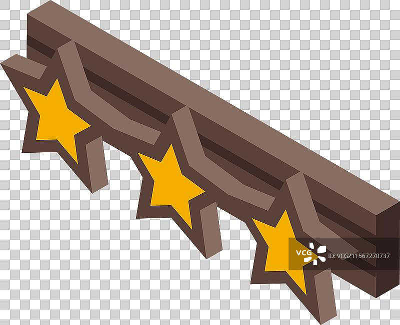 三颗金色星星悬挂在木条上图片素材