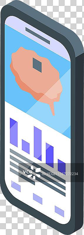 智能手机显示大脑图标和数据图表图片素材