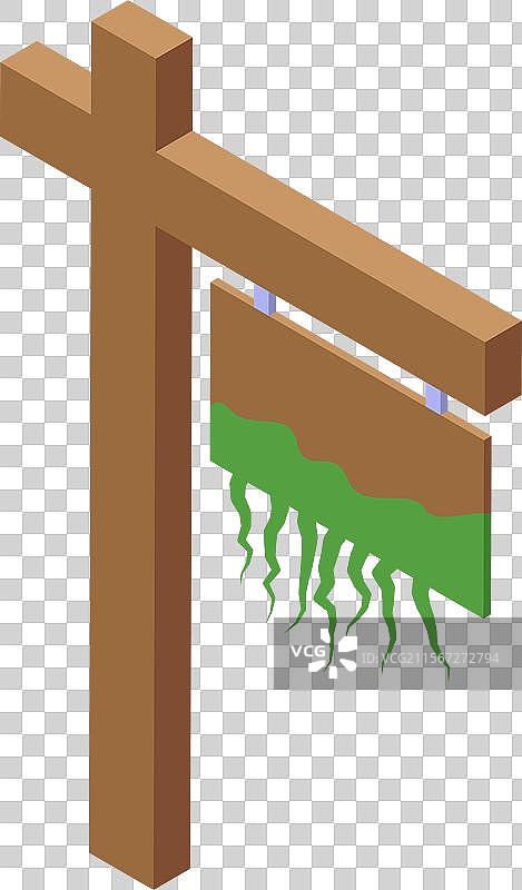 覆盖着绿色苔藓的木制指示牌正在展示图片素材