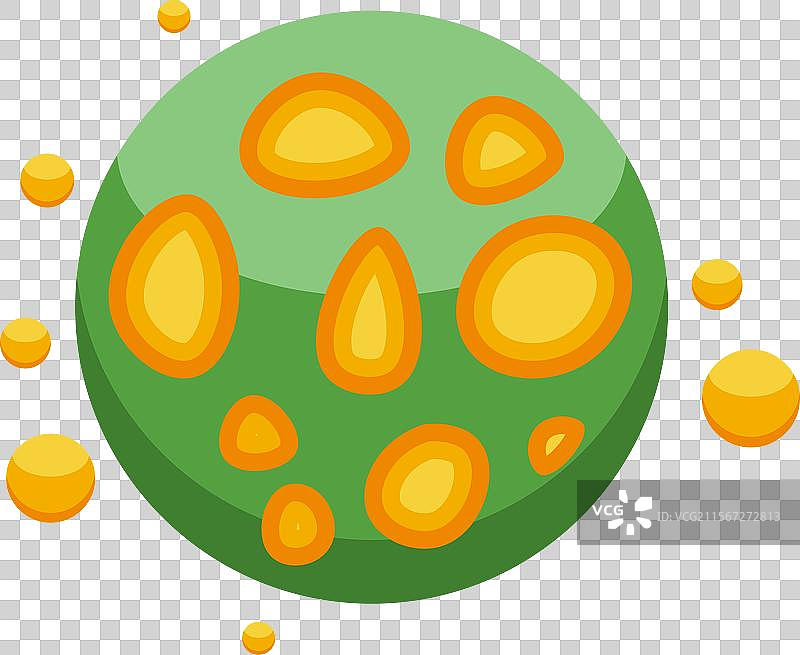 被黄色粒子环绕的绿色星球图片素材