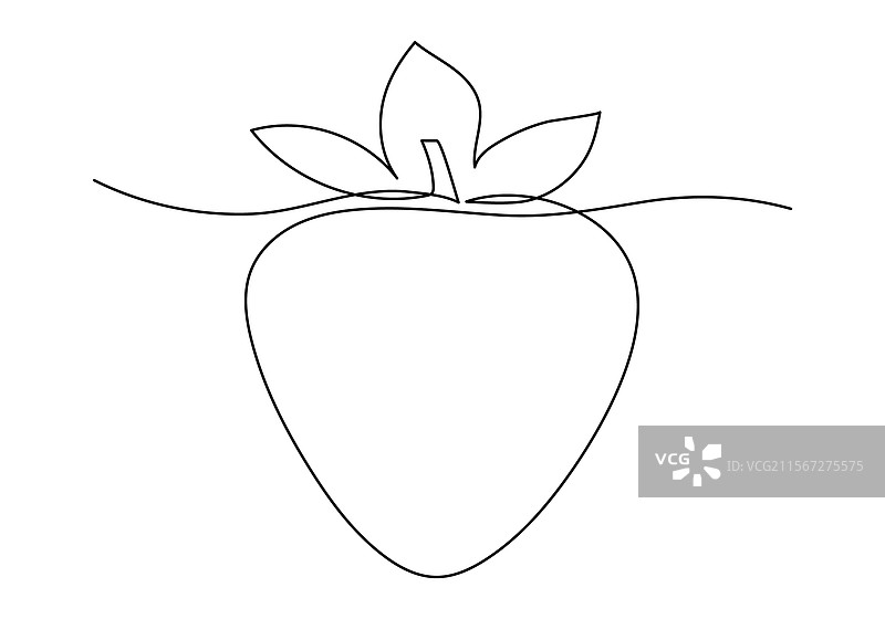 草莓一笔画手绘图图片素材