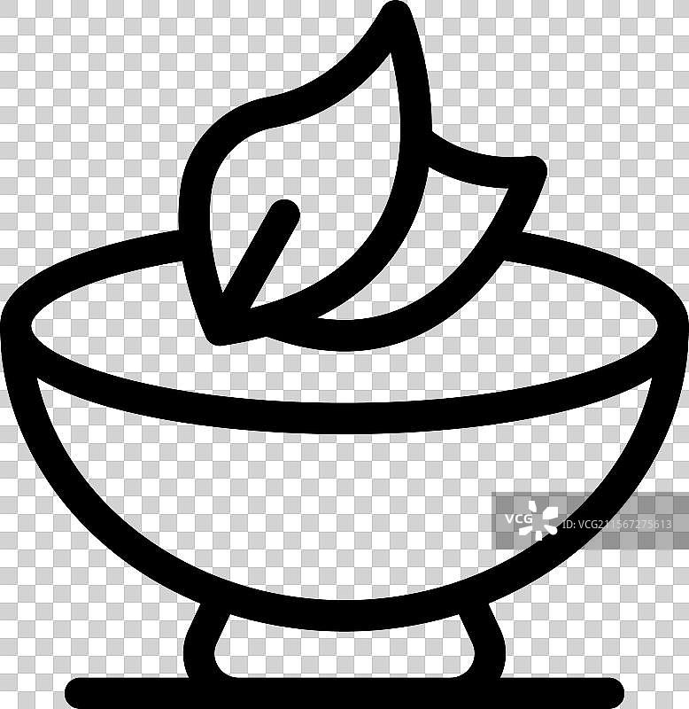 碗与叶子的线条图标风格图片素材