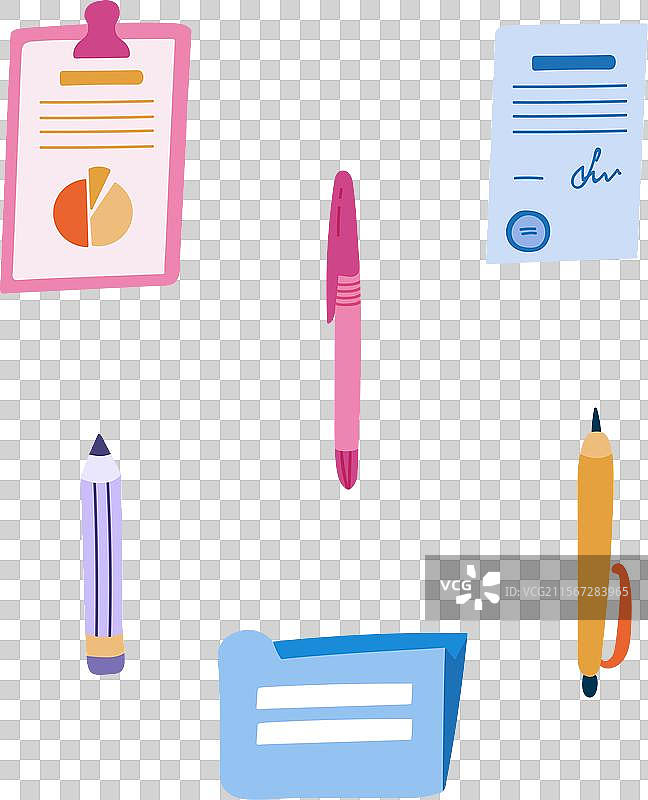 一套可爱有趣的商务文档笔和图片素材