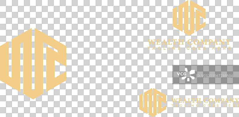 抽象的初始六边形字母wc或cw标志图片素材