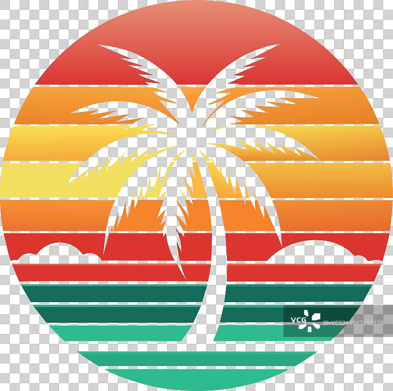 复古风格的夏季设计与棕榈树图片素材