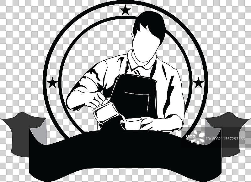 咖啡标志，概念为咖啡师在服务图片素材