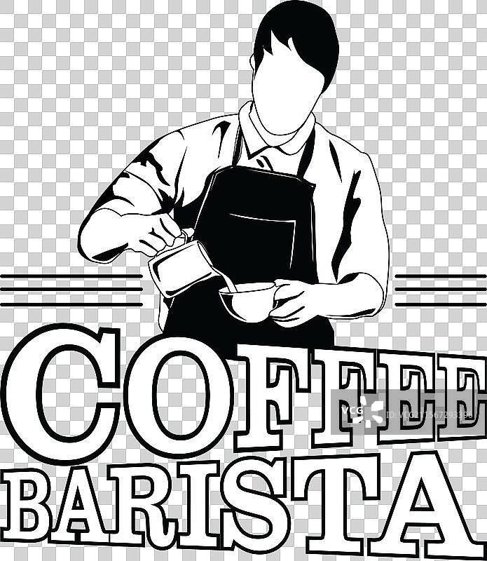 咖啡标志，概念为咖啡师在服务图片素材