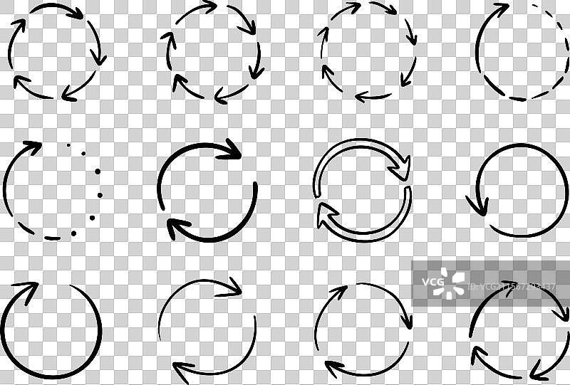 圆形涂鸦箭头手绘箭头图标图片素材