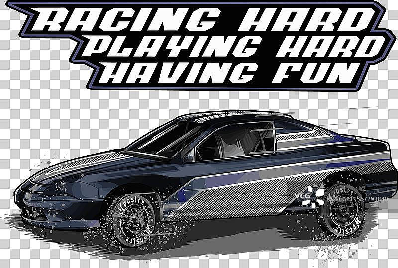 黑色拖曳赛车配有灰色条纹图片素材