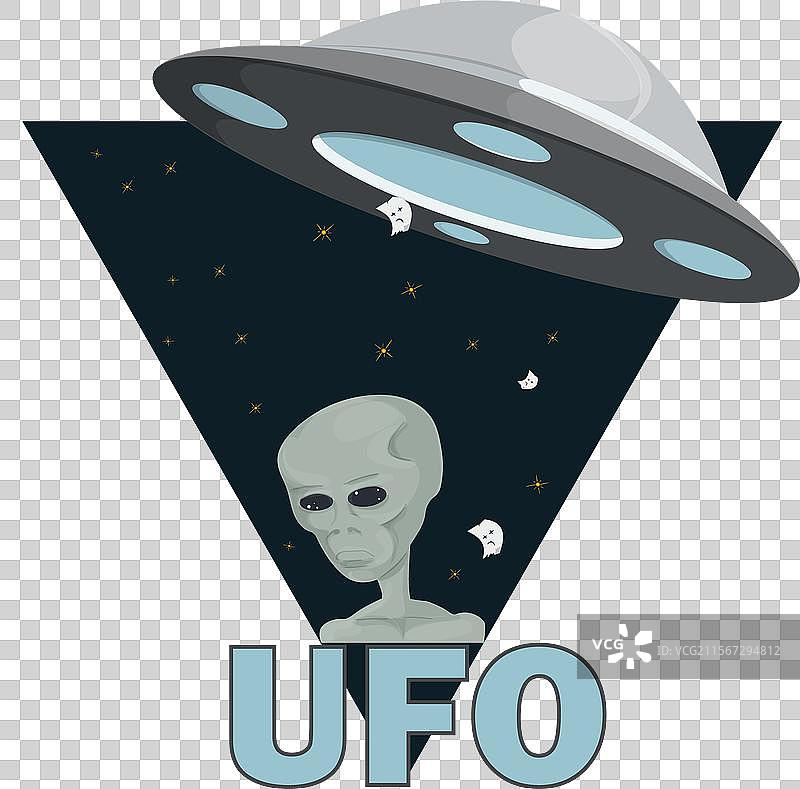 外星人平面图与飞碟背景图片素材