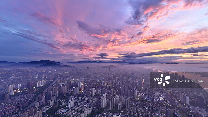 城市晚霞天际线图片素材