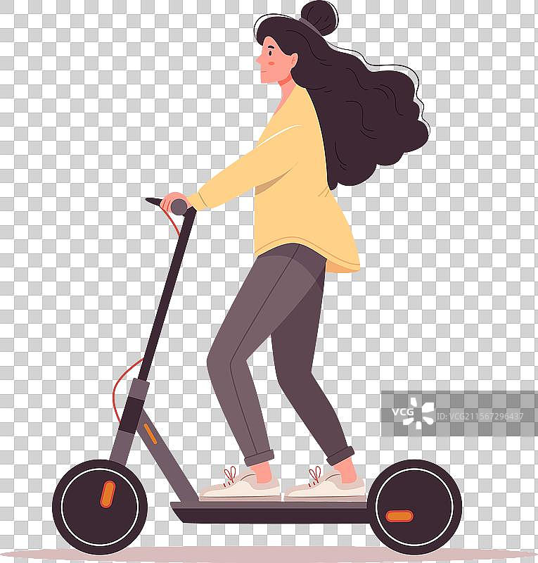 女孩骑电动滑板车的日常生活图片素材