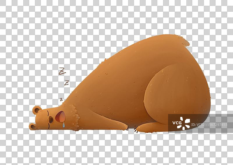 趴着睡觉的棕熊卡通图片素材
