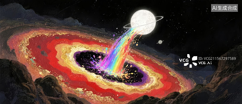 【AI数字艺术】黑洞吞噬星体的艺术表现图片素材