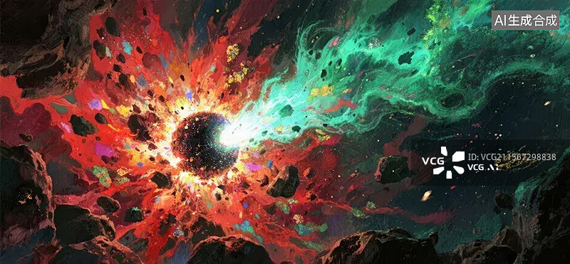 【AI数字艺术】宇宙星云与黑洞的壮观景象图片素材