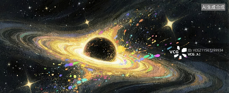 【AI数字艺术】黑洞吞噬星云的艺术表现图片素材