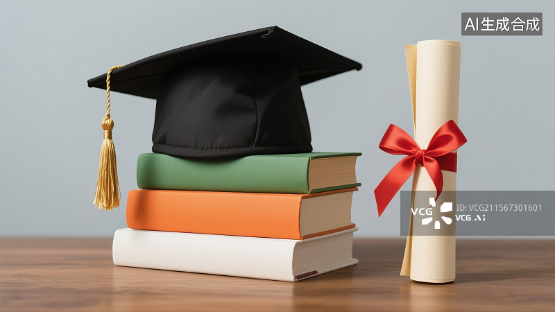【AI数字艺术】毕业季题材，学位帽，毕业证，图片素材