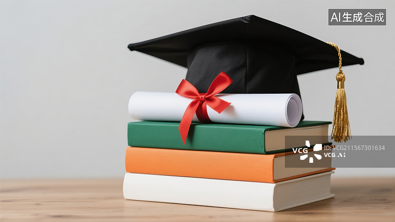 【AI数字艺术】毕业季题材，学位帽，毕业证，图片素材