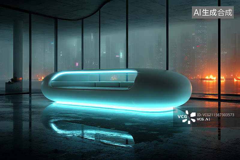 【AI数字艺术】未来感十足的现代室内设计图片素材