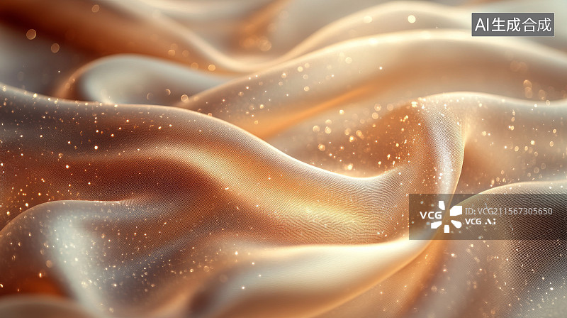 【AI数字艺术】金色丝绸布料上的闪光效果图片素材