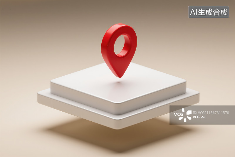 【AI数字艺术】红色定位标记的立体展示图片素材