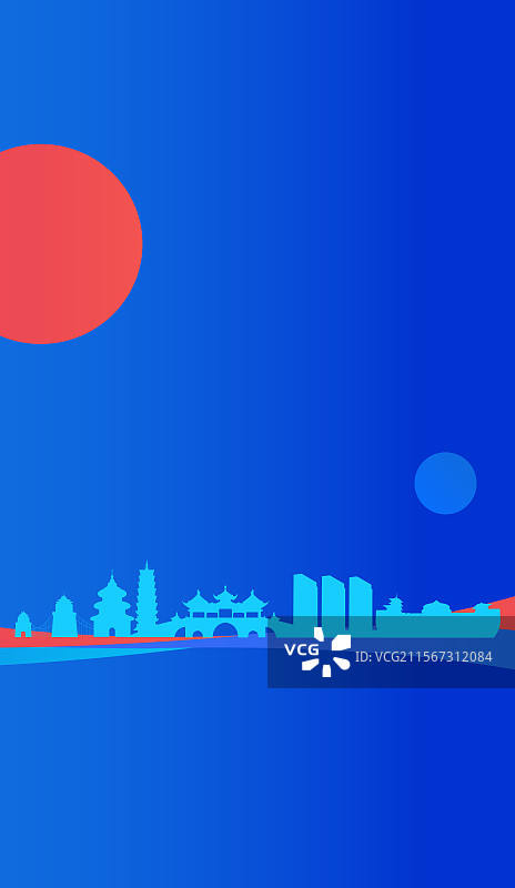 高端精品扬州科技未来企业地标旅游盛典峰会金融城市建设邀请函矢量插画图片素材