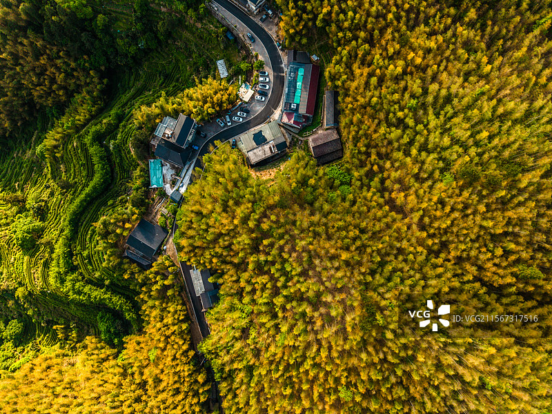 航拍浙江丽水市龙泉市千八线黄茅尖民宿炉岙村图片素材