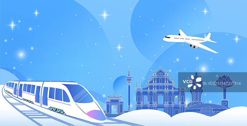 澳门旅游假期休假出行国内游高铁出行春运高速列车图片素材