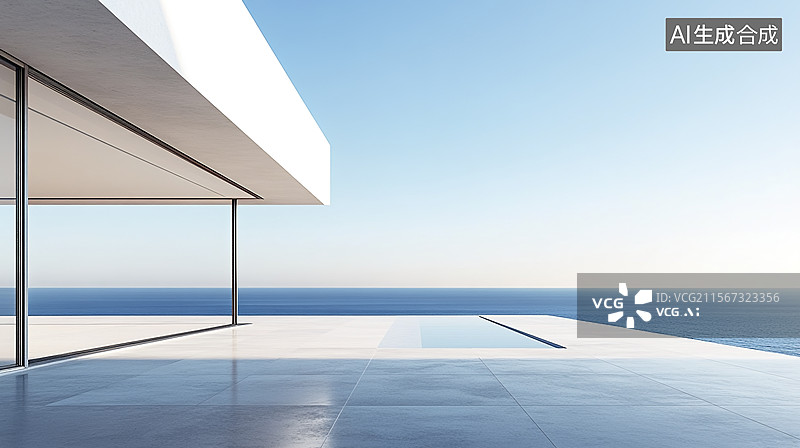 【AI数字艺术】现代海景别墅图片素材
