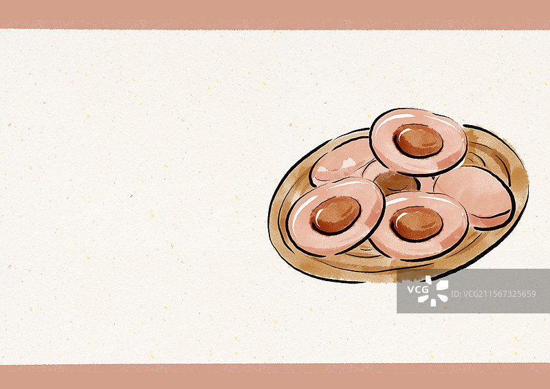 水墨风七夕美食插画-糖粿图片素材