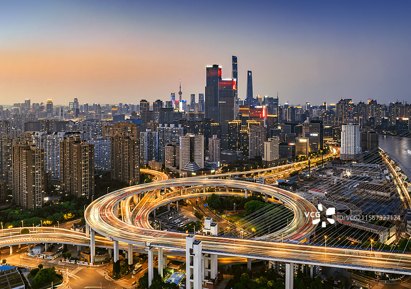 上海南浦大桥高架立交桥城市风光地标建筑夜景图片素材