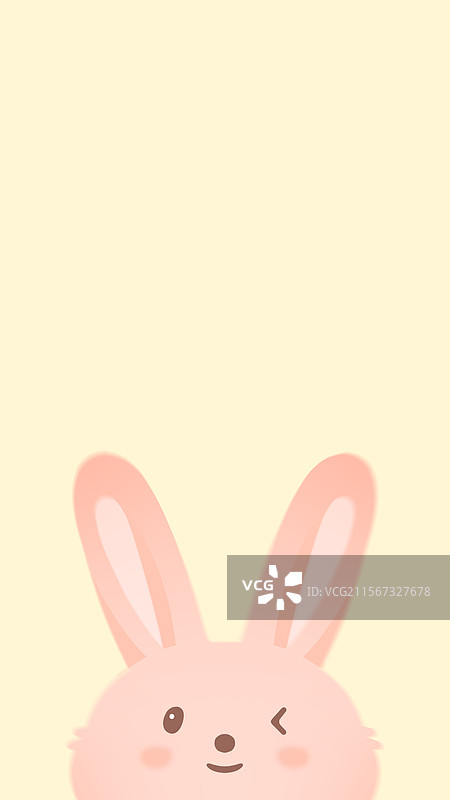 粉色可爱小兔子玩偶手绘壁纸简约插画图片素材