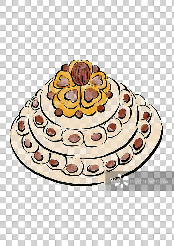 水墨风七夕美食插画元素-花馍图片素材