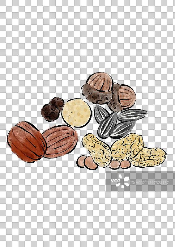 水墨风七夕美食插画元素-五子图片素材