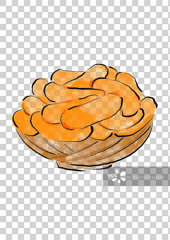 水墨风七夕美食插画元素-江米条图片素材