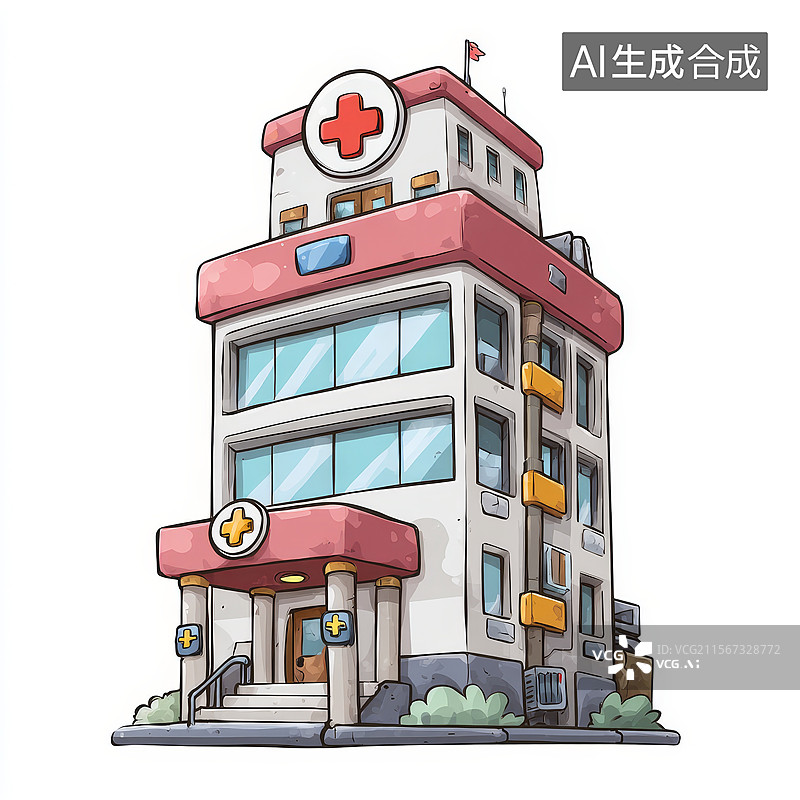 【AI数字艺术】卡通医院建筑图图片素材