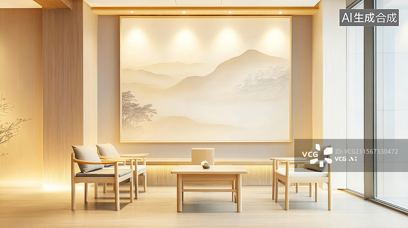 【AI数字艺术】新中式风格室内家居样板间设计图片素材