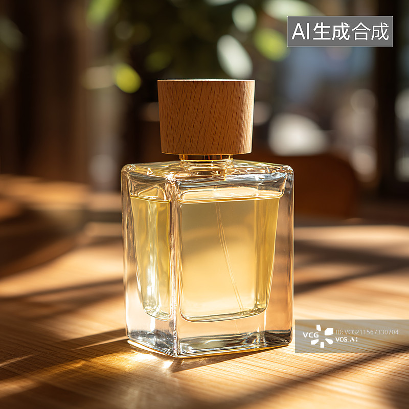 【AI数字艺术】光影下的木质香水图片素材
